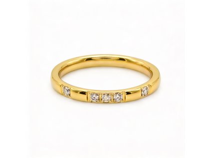 Minimalist Wedding Band with AAAA CZ Stones – 18K Gold Plated Stainless Steel