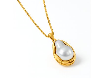 Bridal Baroque Pearl Necklace in 18K Gold Embrace