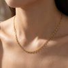 Woman Wear Gold Vermeil Chain Necklace