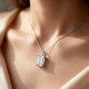 Ethereal Rectangular Zircon Necklace – Minimalist Everyday Elegance