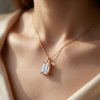 Minimalist Iconic Necklace with Emerald-Cut Zirconia