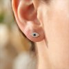 Athena Eye – Luxury Evil Eye Stud Earrings with Sapphire Blue CZ