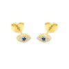 Athena Eye – Luxury Evil Eye Stud Earrings with Sapphire Blue CZ