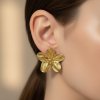 Minimalist Botanical Flower Earrings – 18K Gold Plated