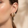 Modern Gold Hoop Earrings with Zircons