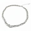 Minimalist Braided Stainless Steel Necklace with White Zircons