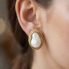 Sculptural Pearl Earrings in a Gold Frame