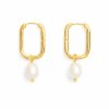 Aurielle Pearl Hoops – 18K Gold Elegance
