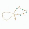 Minimalist Gold Anklet with Turquoise Stone & Seashell Charms
