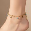 Minimalist Gold Anklet with Turquoise Stone & Seashell Charms