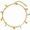 Minimalist Gold Anklet with Turquoise Stone & Seashell Charms