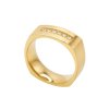 Minimalist Gold Band Ring with White Zircon Inlay