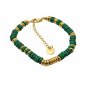 Elegant Luxury Bracelet with Natural Green Stone and Gold Accents