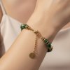 Elegant Luxury Bracelet with Natural Green Stone and Gold Accents