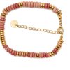 Pink Natural Stone Bracelet with Gold Accents