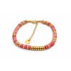 Pink Natural Stone Bracelet with Gold Accents