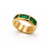 Gold Ring with Triple Emerald Glow