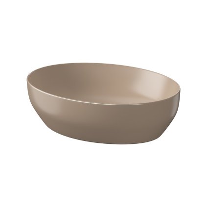 Keramické umývadlo na dosku Cersanit Larga ELLIPSE hnedá matná