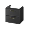 S1021 002 MILLE 60 WASHBASIN CABINET BLACK MAT DSM WITH S1021 017 MILLE HANDLE GOLD