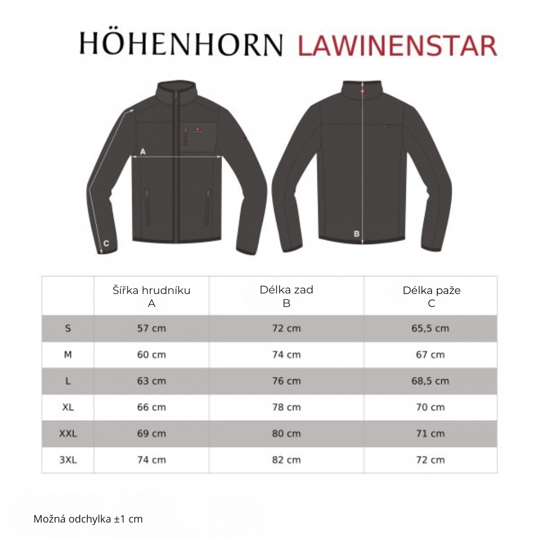 Tabuľka veľkostí Lawinenstar bunda