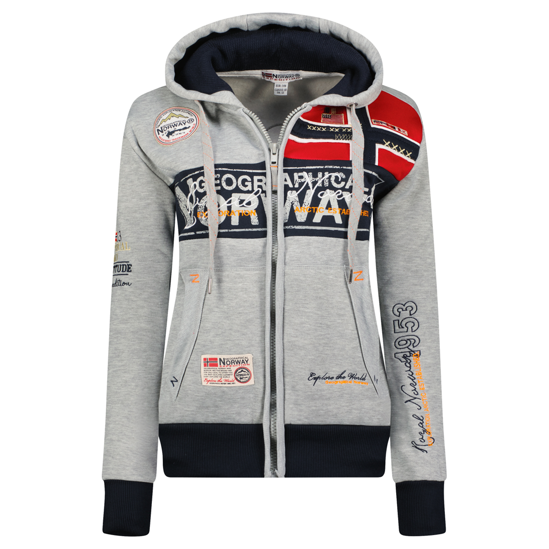 Dámská mikina s kapucí Geographical Norway Flyer Barva: Šedá,