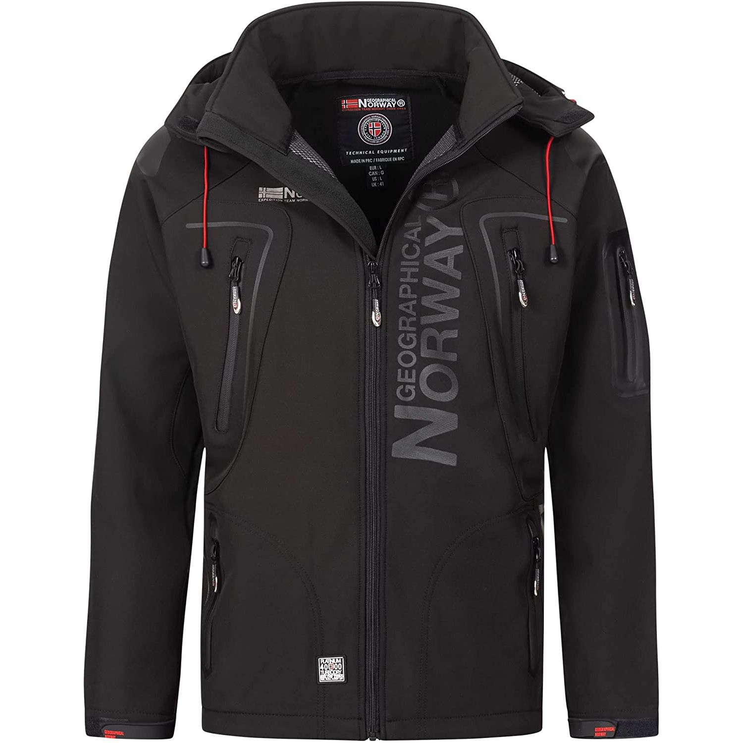Pánská softshellová bunda GEOGRAPHICAL NORWAY s odepínatelnou kapucí Barva: Černá,