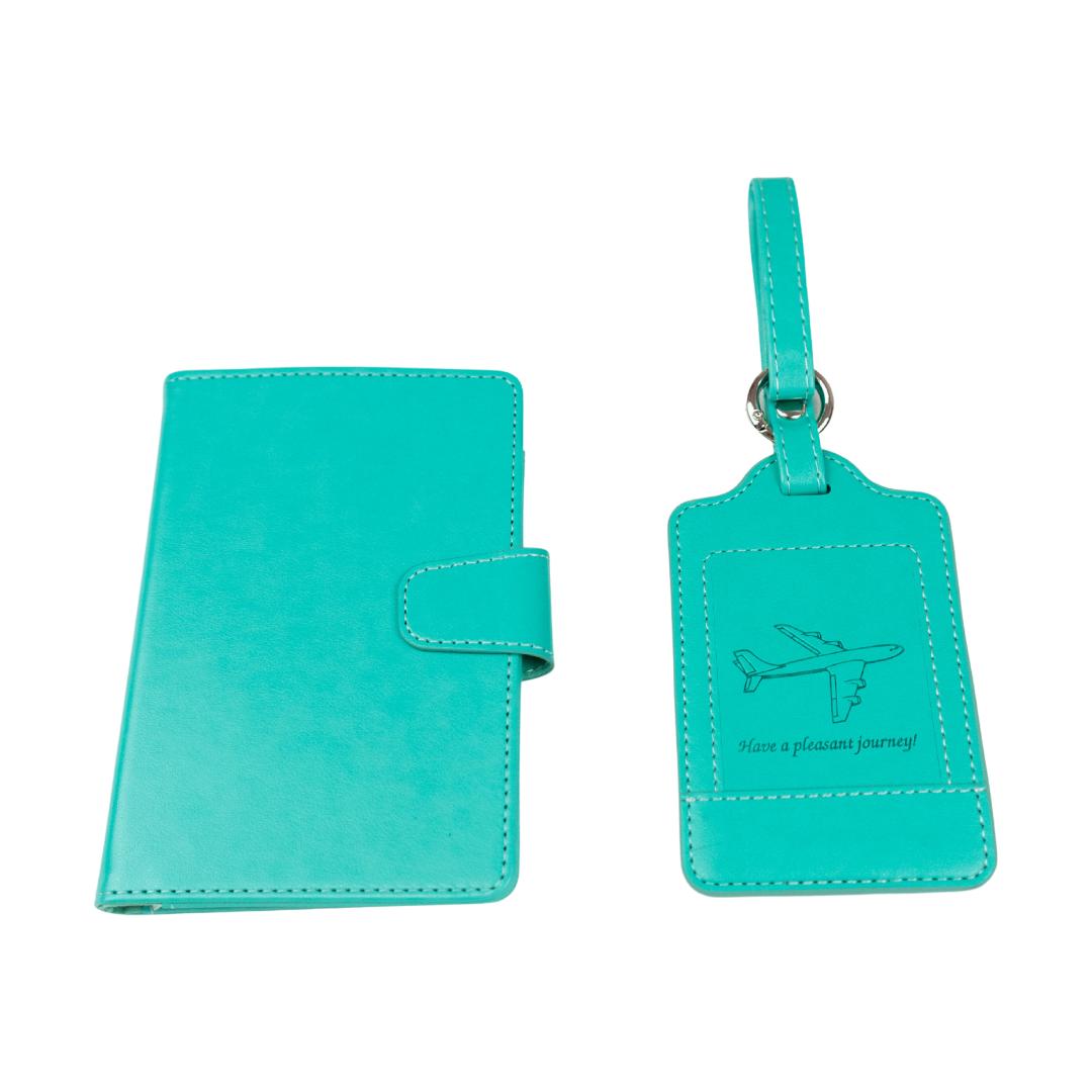 Sada obal na doklady + štítek na kufr Barva: Mint