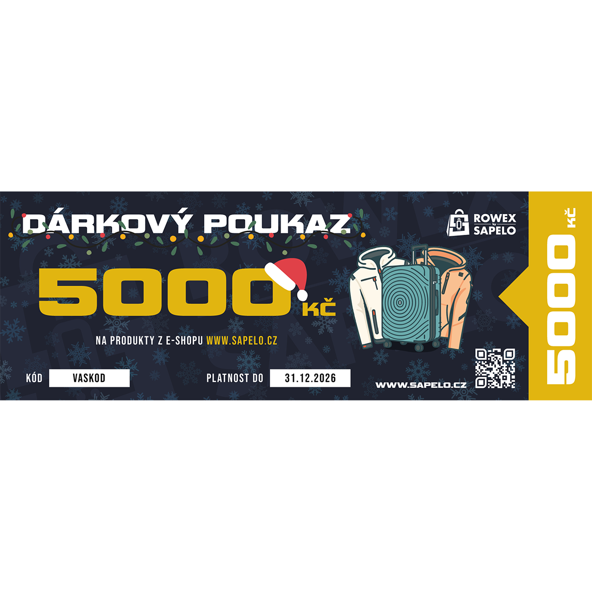 Voucher na nákup libovolných produktů na Sapelo.cz Hodnota: 5 000 Kč