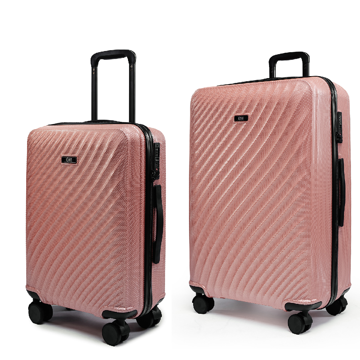 Velký a příruční cestovní kufr s TSA zámkem ROWEX Roseline 2v1 Barva: Růžovo-zlatá