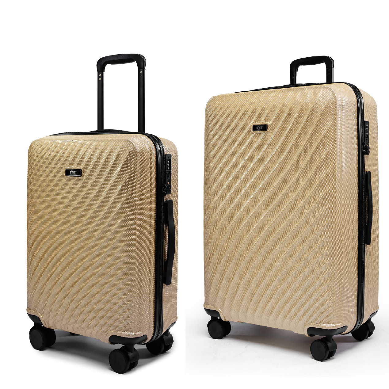Velký a příruční cestovní kufr s TSA zámkem ROWEX Roseline 2v1 Barva: Šampaňská