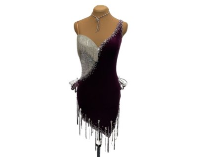 Wine velvet latin dress