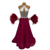 Wine and silver ballroom dress