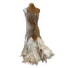 White ballroom dress with feather skirt