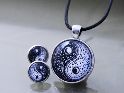 Náušnice a přívěsek Jing & Jang