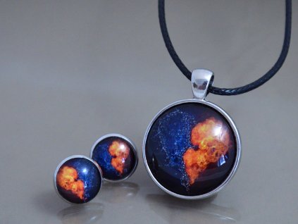 Náušnice a přívěsek Ohnivé srdce