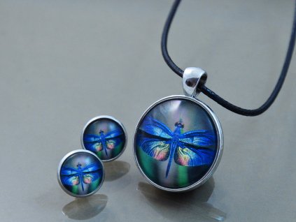 Náušnice a přívěsek Vážka v letu