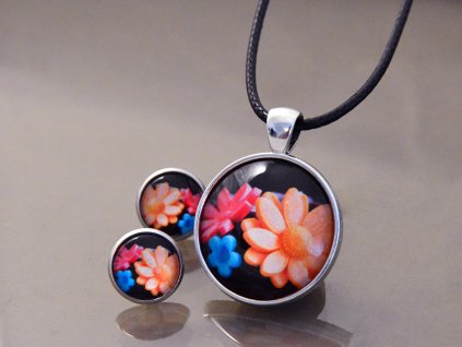 Náušnice a přívěsek Fondánové květy