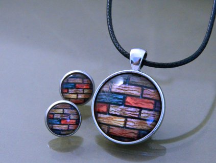 Náušnice a přívěsek Cihly