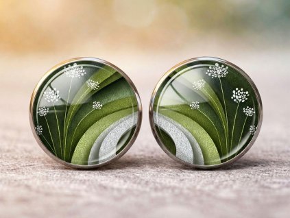 Náušnice Bílé květy v trávě