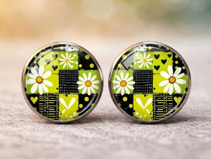 Náušnice Kostkovaná kopretina