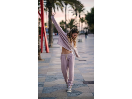 Tepláky Simple - růžová lurex