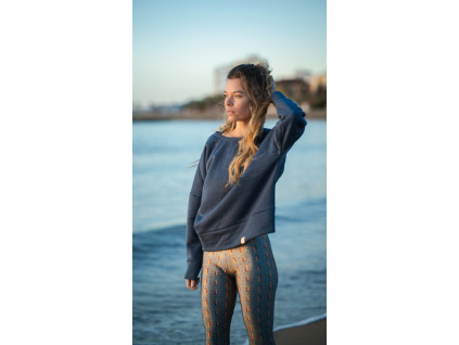 Mikina Simple s copánkem počesaná - džínově modrá