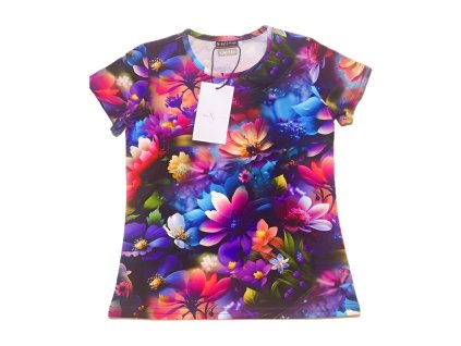 dívčí tričko duhové květy