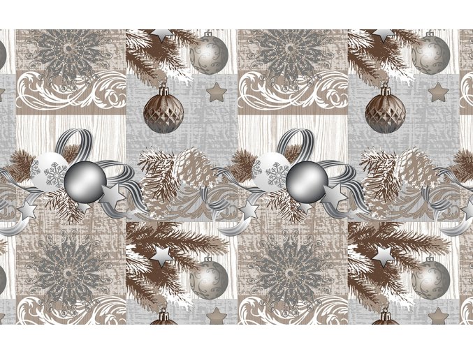 vánoční kouličky jako motiv pvc ubrusu