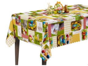 kusový Velikonoční ubrus pvc, pomlázka, králíček,ošatka, kraslice, velikonoce 2020