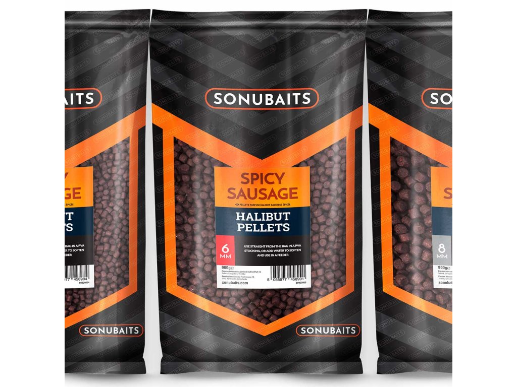 Sonubaits Pelety Spicy Sausage Halibut feed pellets 900 g (Průměr 3 mm)