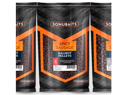 Sonubaits Pelety Spicy Sausage Halibut feed pellets 900 g (Průměr 3 mm)
