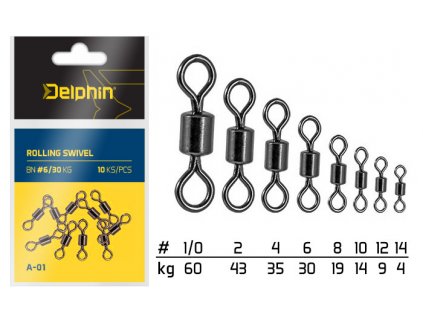 Delphin  Rolling Swivel A-01/10ks (Velikost 3/0)