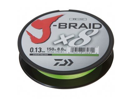 Daiwa Šňůra J-Braid X8 150 m Fluo Žlutá (Průměr 0,16 mm)