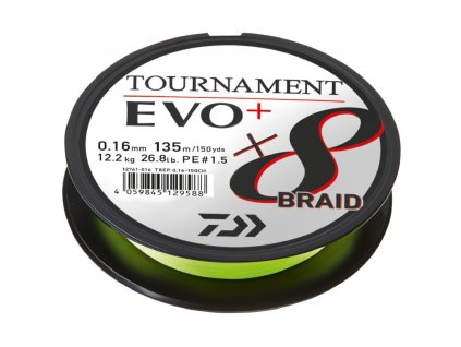 tournament 135m x8 braid evo chartreuse